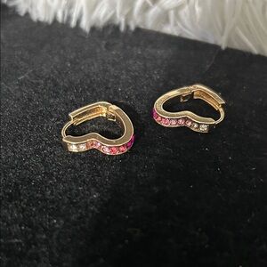 Chic Gold and Pink Heart Earrings